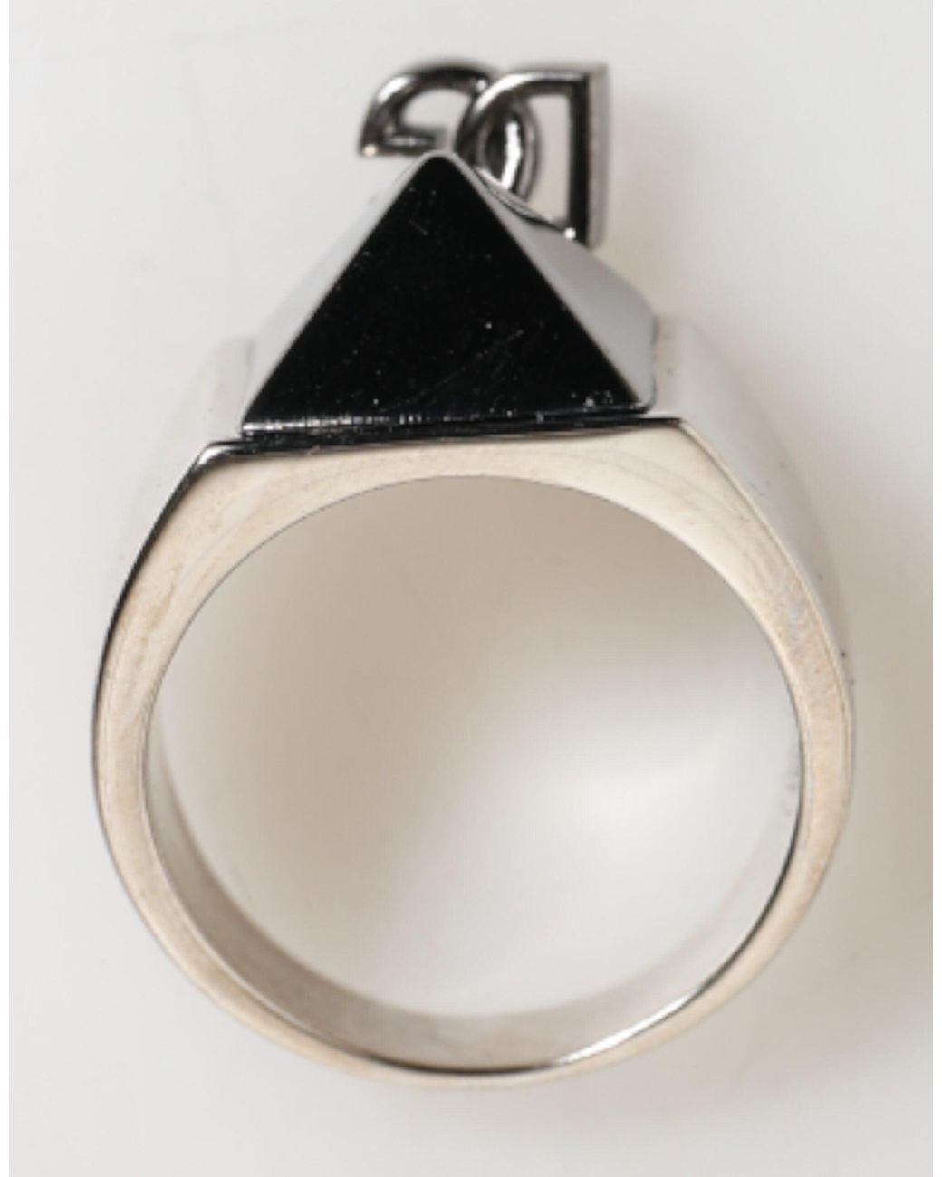 Dolce & Gabbana Metallic Tone Pyramid Dg Logo Real Brass Ring for men