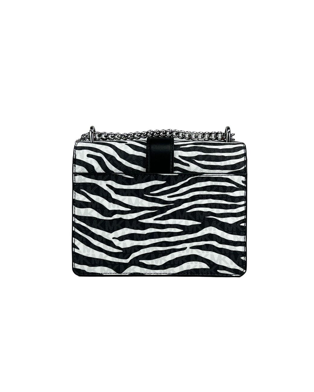 Michael Kors Greenwich Small Print Logo Crossbody Tote Chain Bag Black/white $498