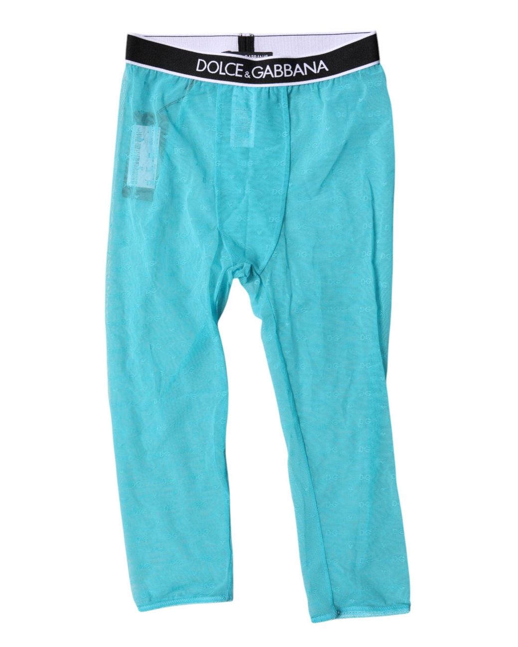 Dolce & Gabbana Light Blue Dg Logo Nylon Cropped Tights Underwear