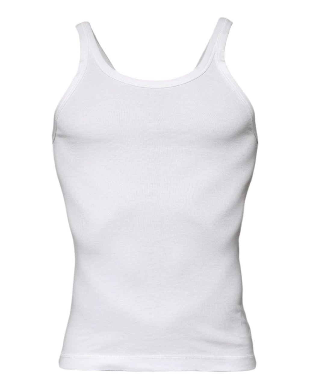 Dolce & Gabbana White Ivory Cotton Sleeveless Round Neck Tank T-Shirt for men