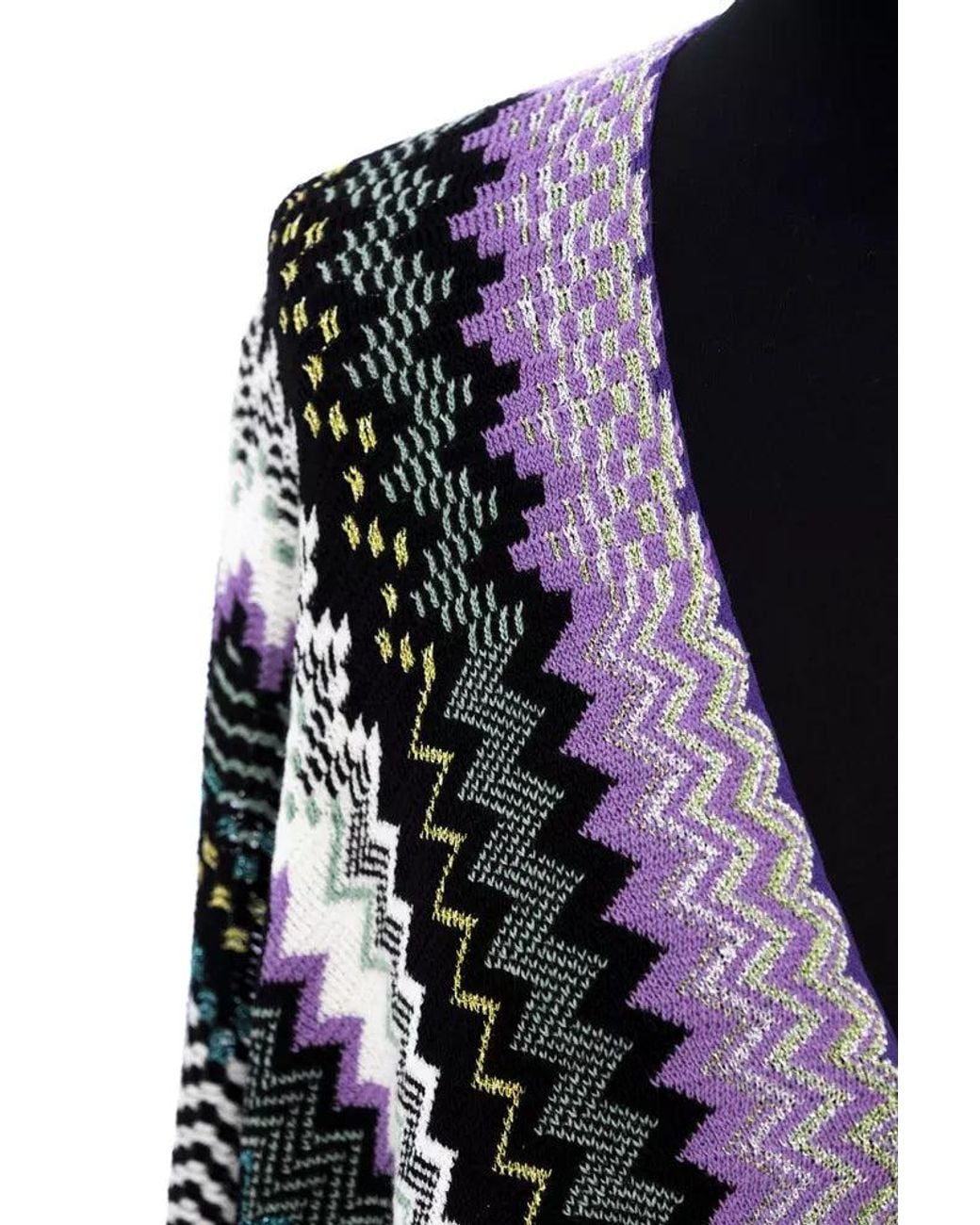 Missoni Blue Chic Geometric Fringed Poncho In Multicolor