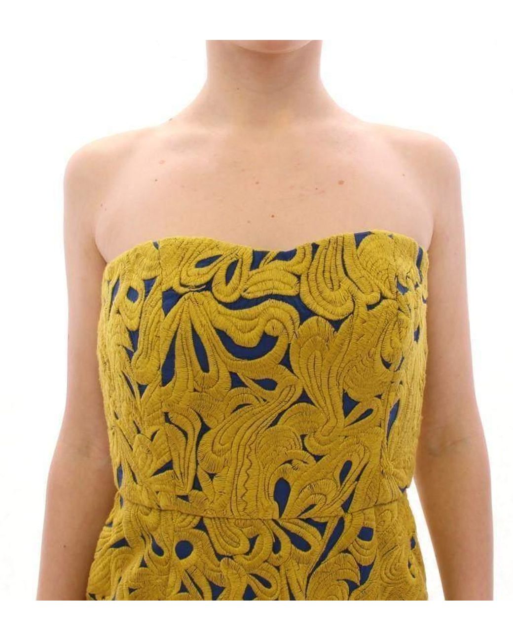 Sachin & Babi Yellow Strapless Bubble Mini Shift Dress