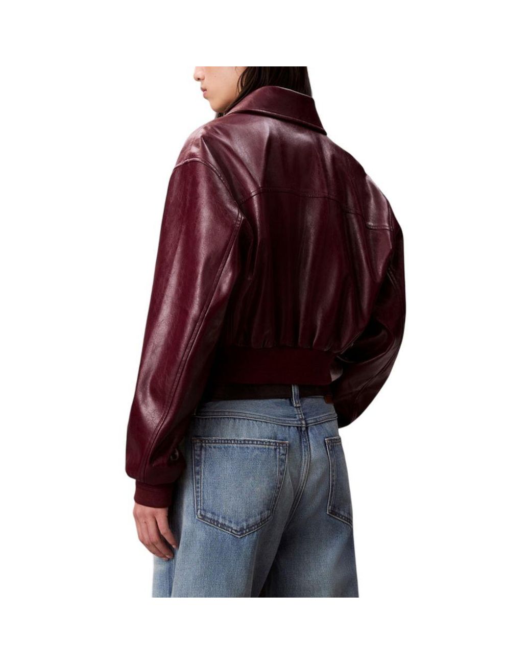 Calvin Klein Red Bordeaux Polyethylene Leather Jacket