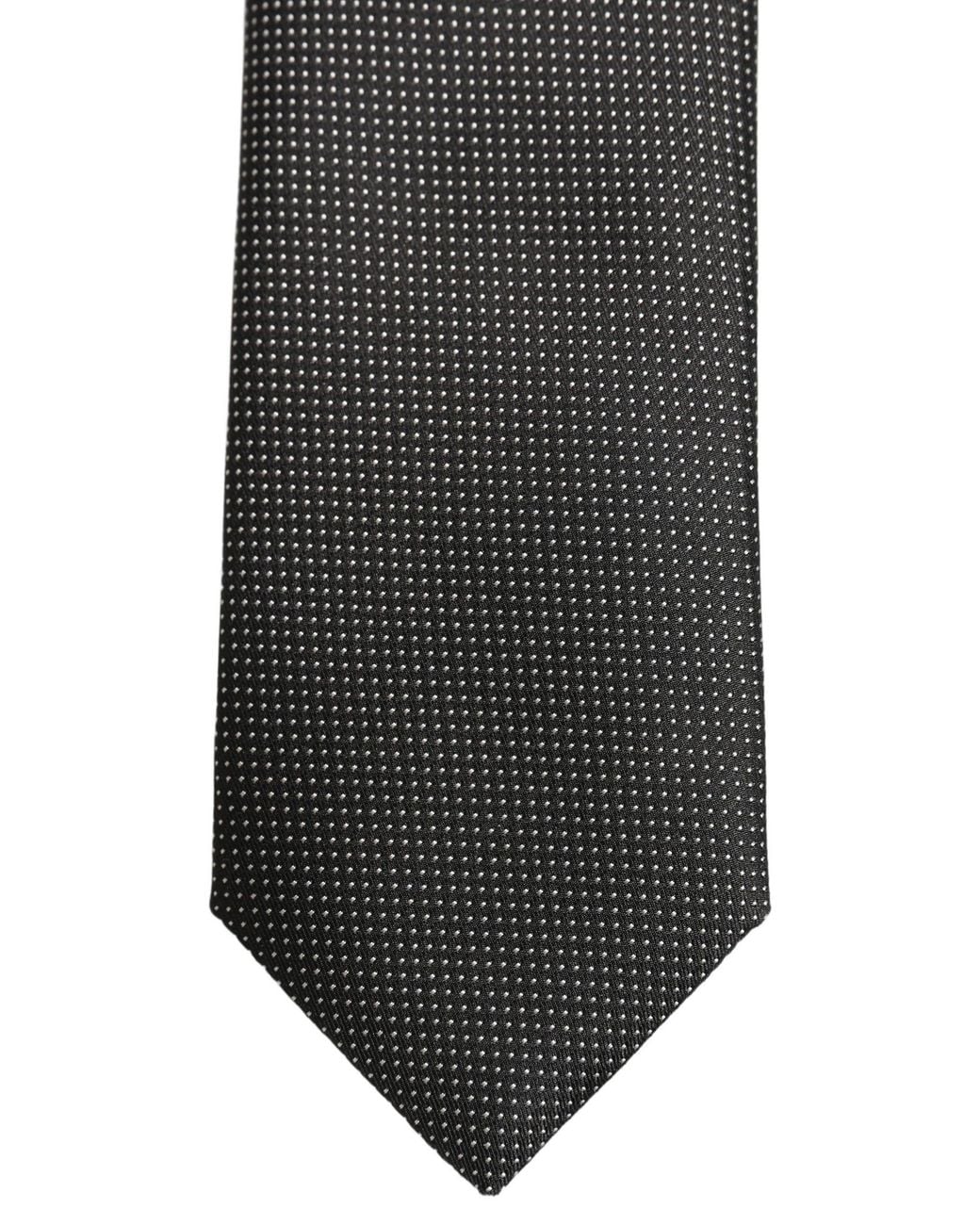 Dolce & Gabbana Black Silk Micro Polka Dot Adjustable Tied Necktie Tie for men