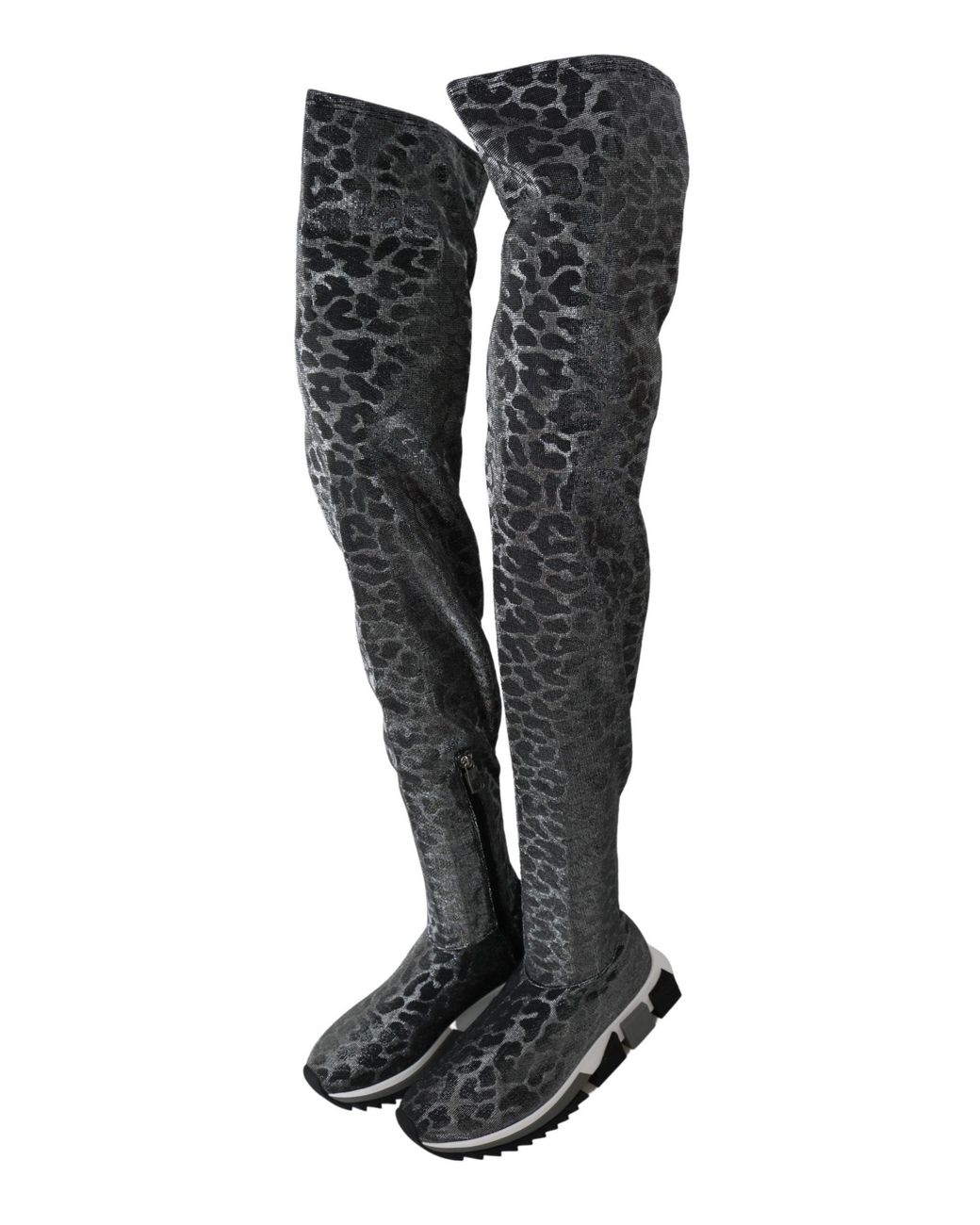 Dolce & Gabbana Black Grau Leopard High Top Sneakers Booties Schuhe