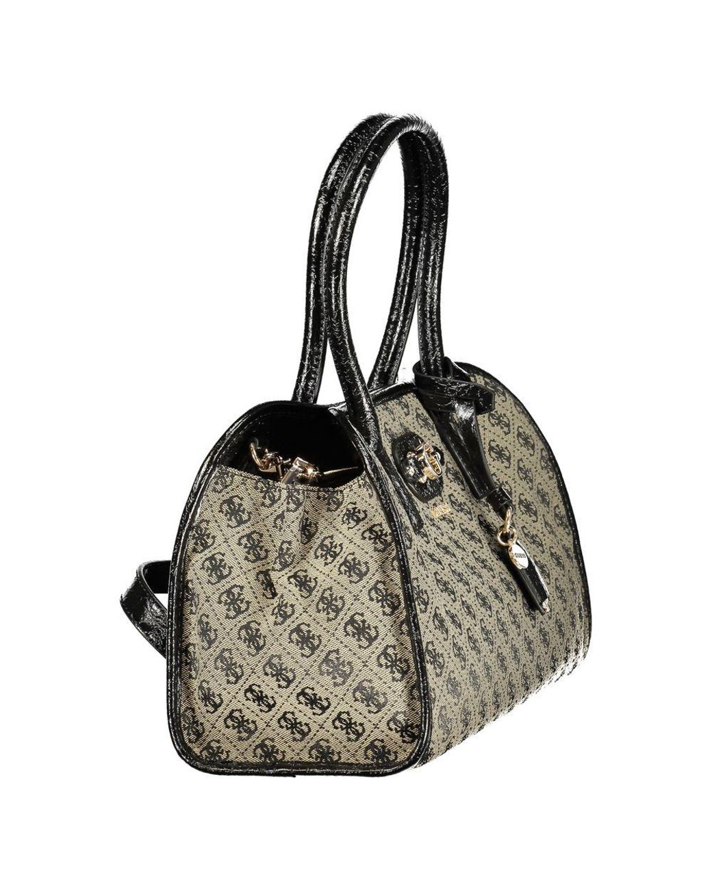 Guess Gray Black Polyester Handbag