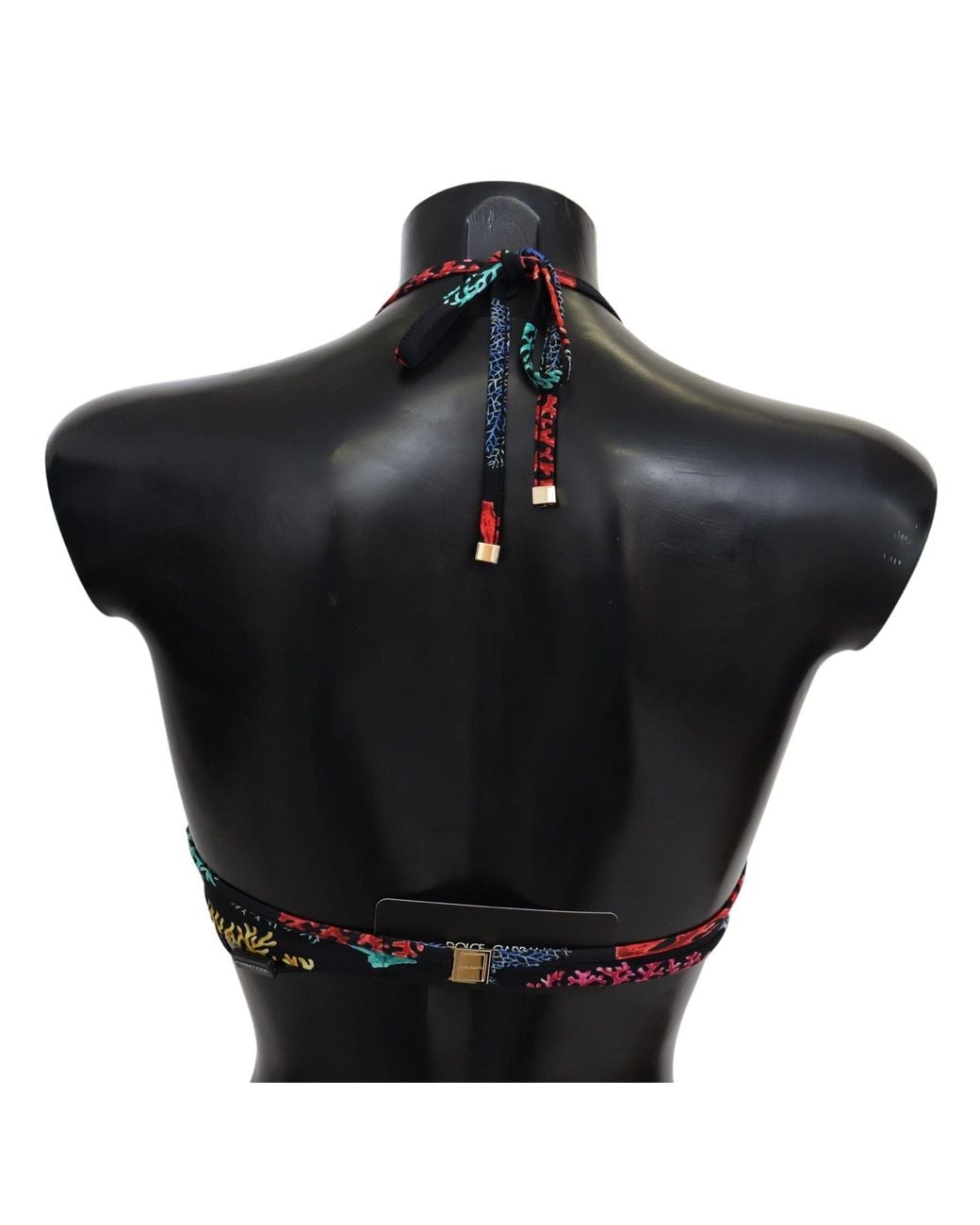 Dolce & Gabbana Black Corals Print Beachwear Bikini Tops
