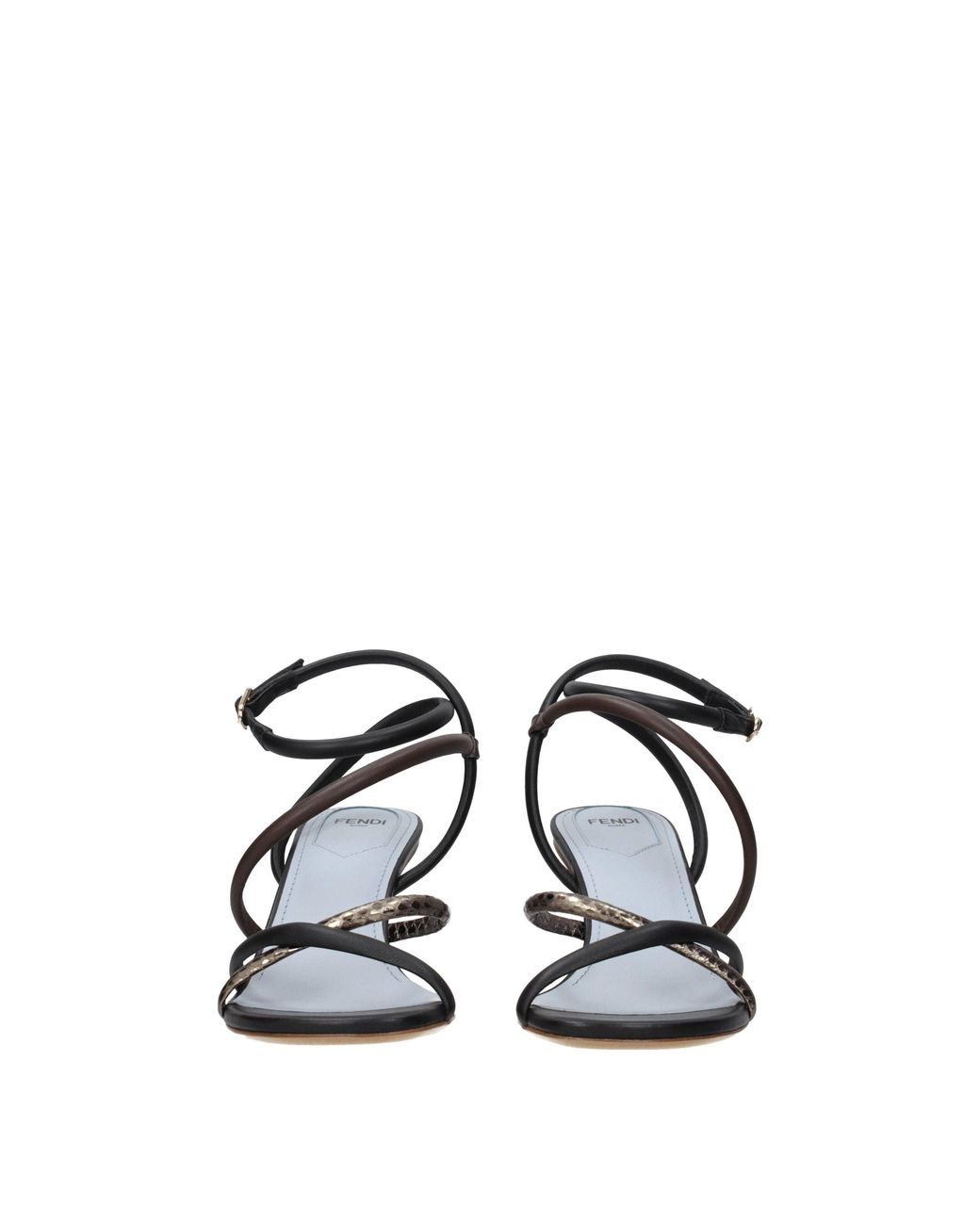 Fendi Black Multicolor Leather Flat Sandals for men