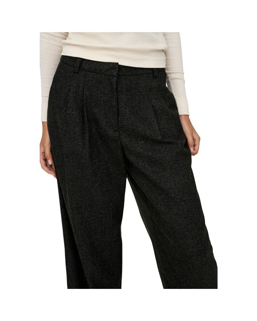 Jacqueline De Yong Black Polyester Flared Pants