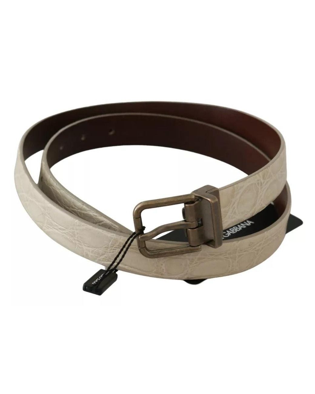 Dolce & Gabbana Natural Cream Buckle Waist Leather Belt for men