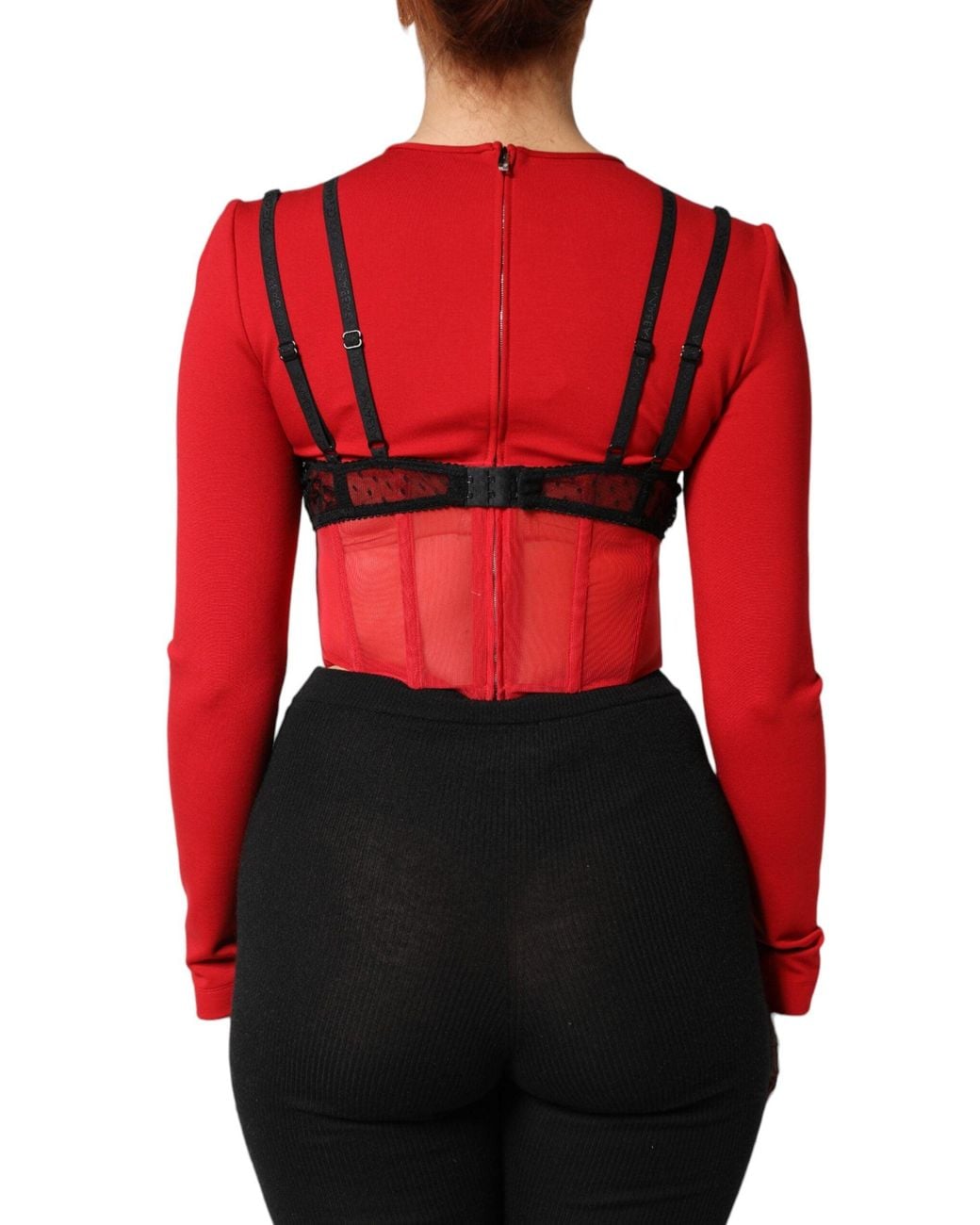 Dolce & Gabbana Red Black Nylon Bralette