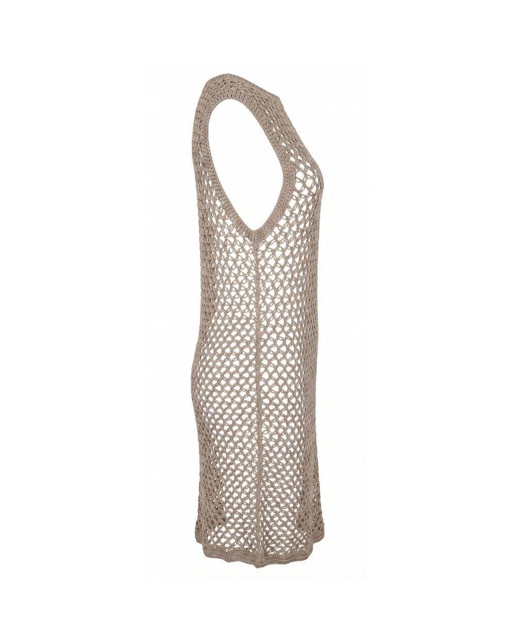 Malo Natural Beige Cotton Dress