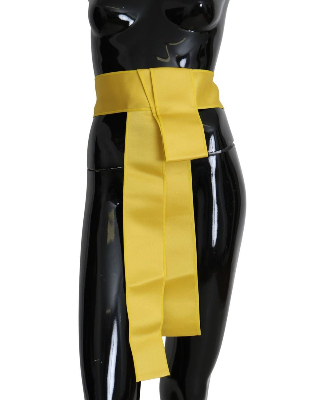 Dolce & Gabbana Black Dolce Gabbana Yellow Wide Snap Button Closure Silk Belt