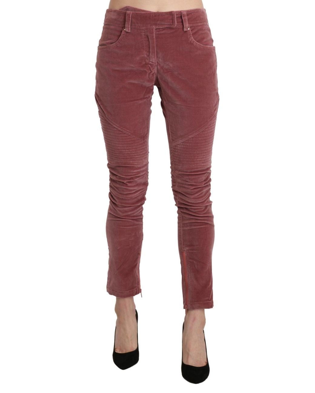 Ermanno Scervino Red Mid Waist Skinny Cotton Pants
