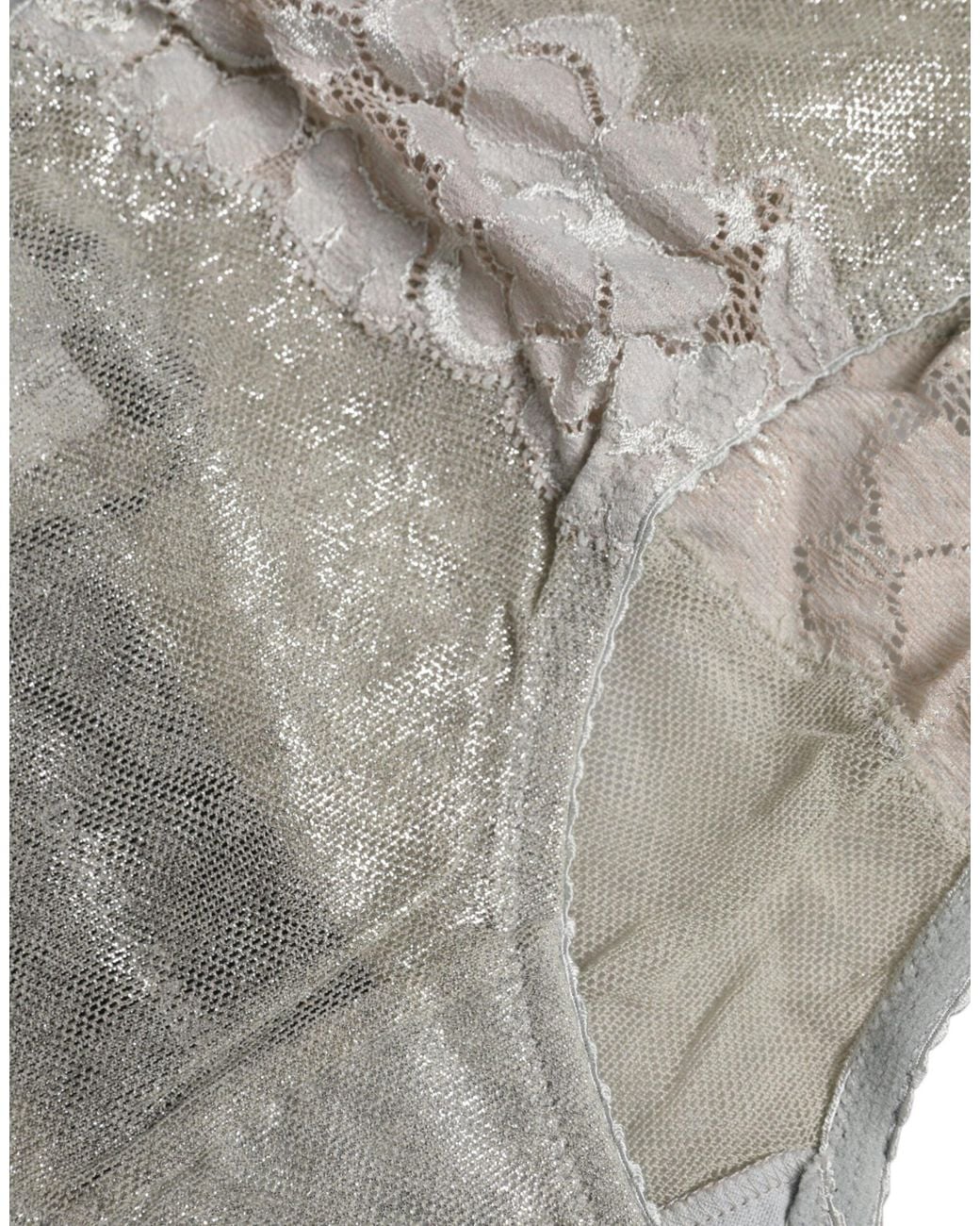 Dolce & Gabbana Gray Cotton Floral Lace High Waist Panty Underwear for men