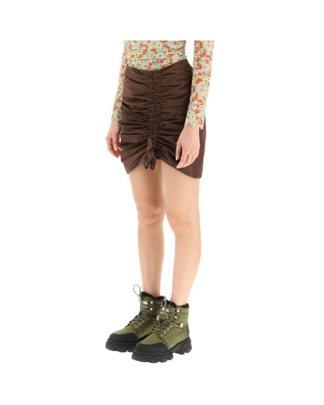 Ganni Brown Acetate Mini Skirt