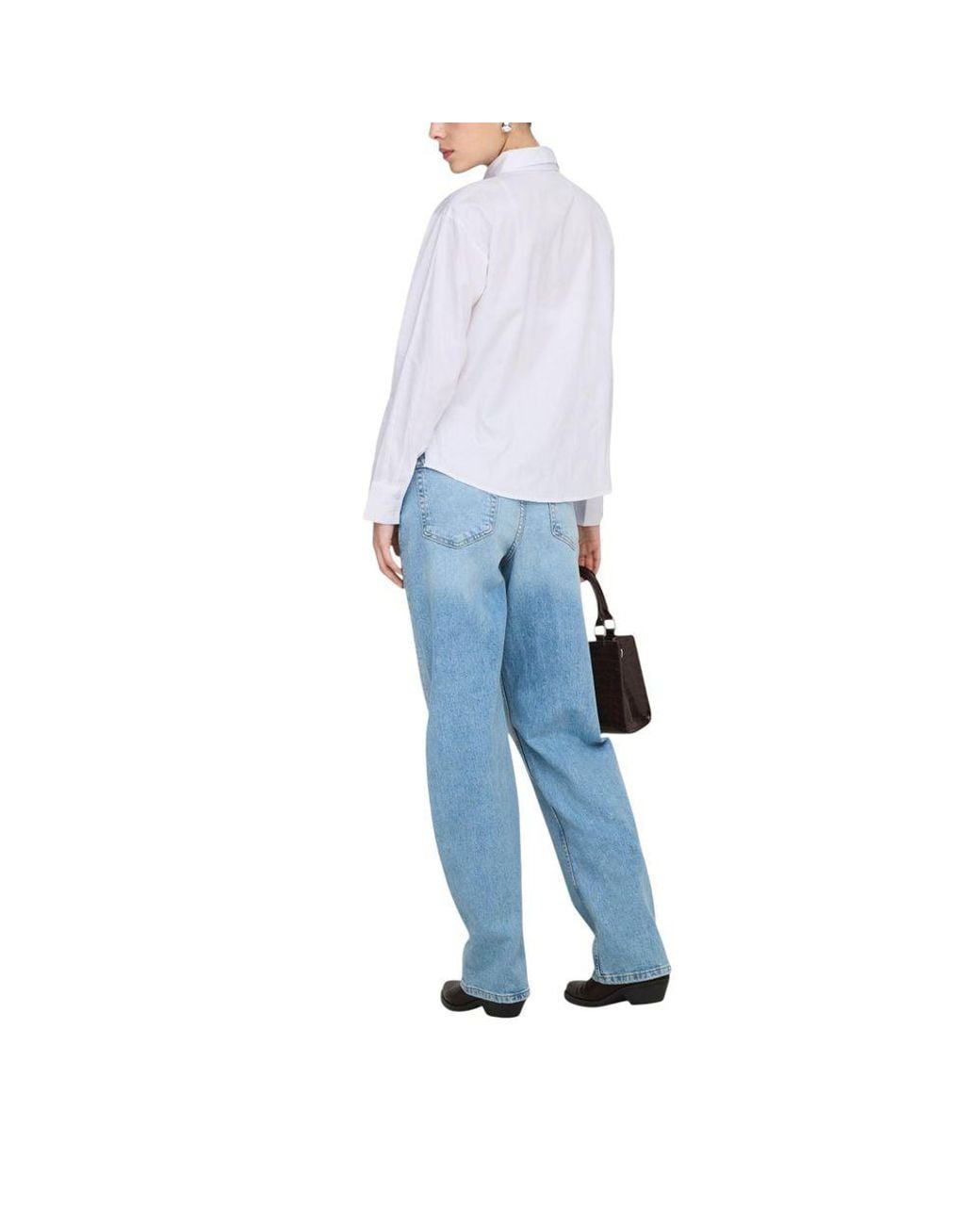 Jacqueline De Yong Blue White Cotton Blouse