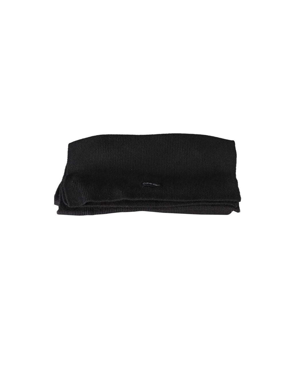 Calvin Klein Black Ribbed Knit Scarf Winter Accessory