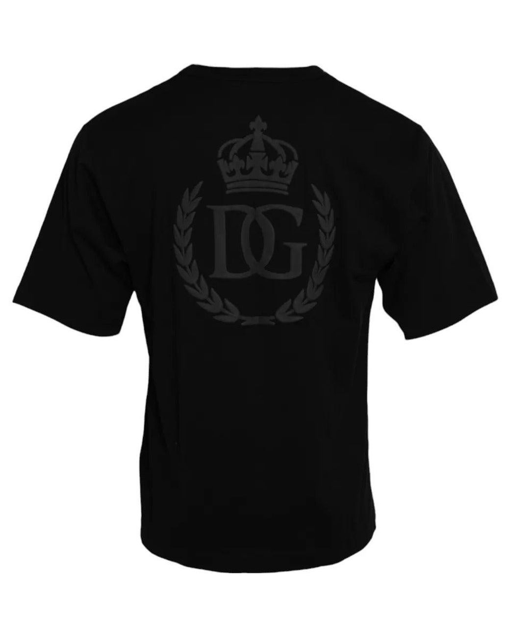 Dolce & Gabbana Black Logo Embossed Cotton Crew Neck T-Shirt for men