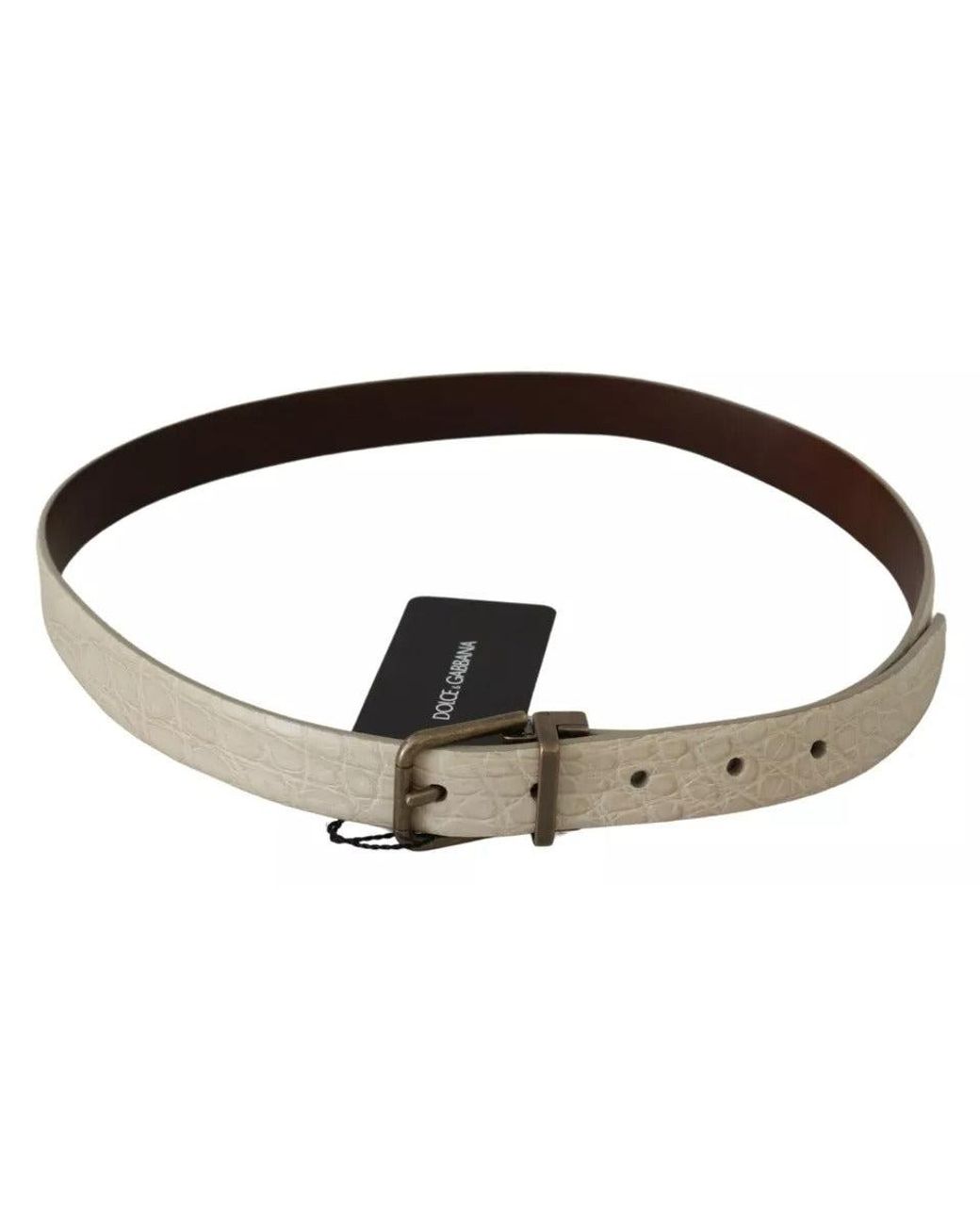 Dolce & Gabbana Natural Cream Buckle Waist Leather Belt for men