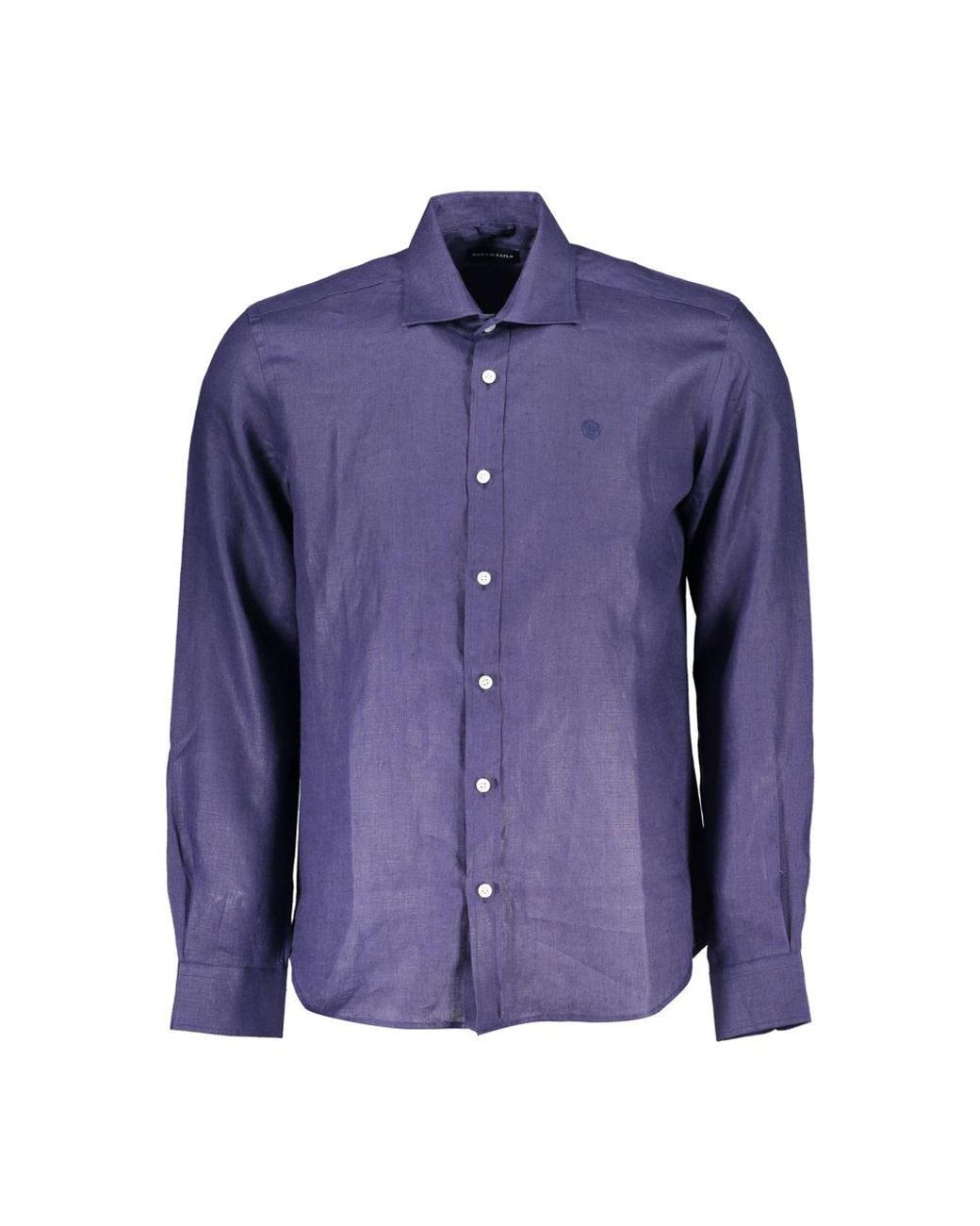 North Sails Blue Linen Men Shirt for men