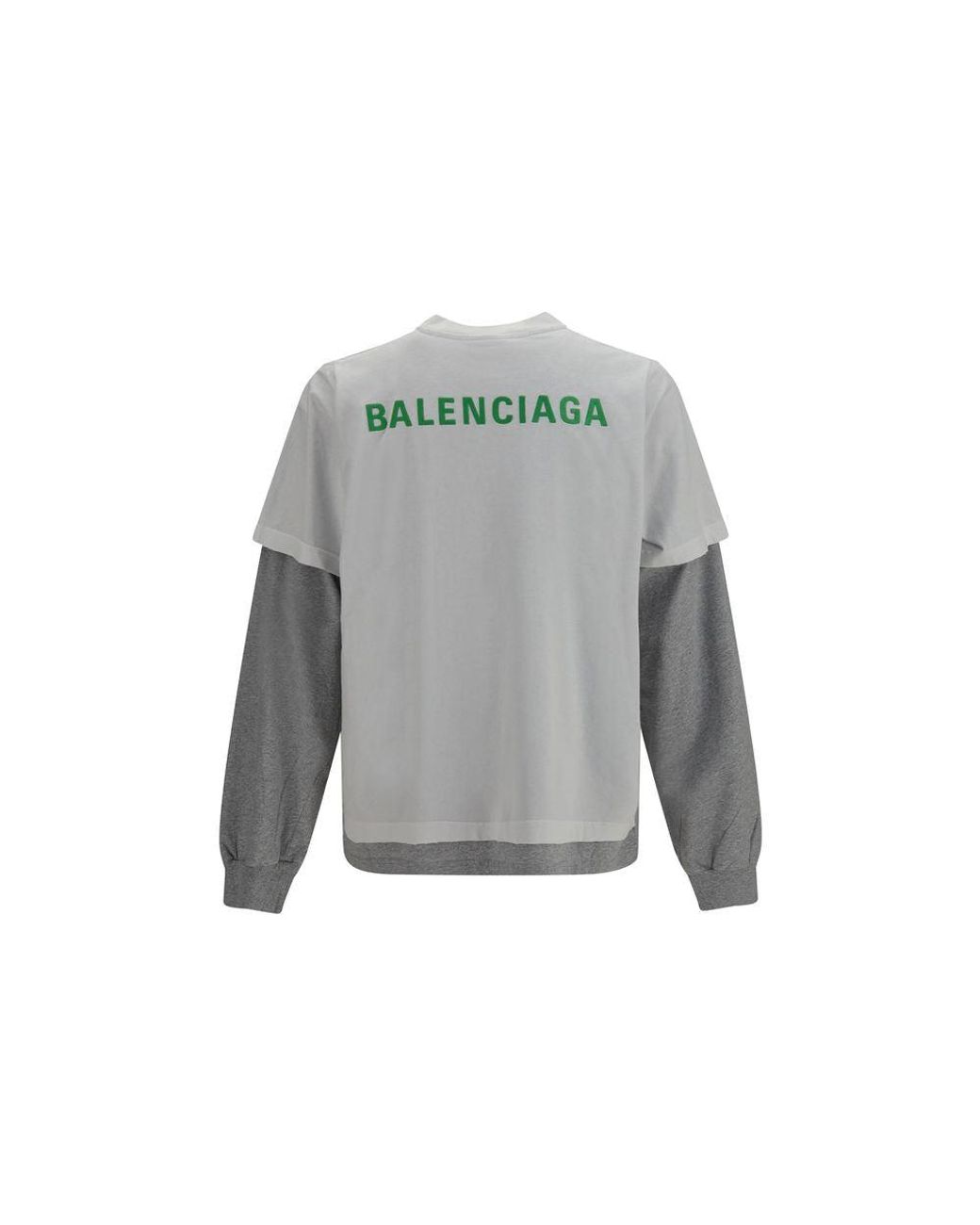 Balenciaga Gray White Cotton Long Sleeve T for men