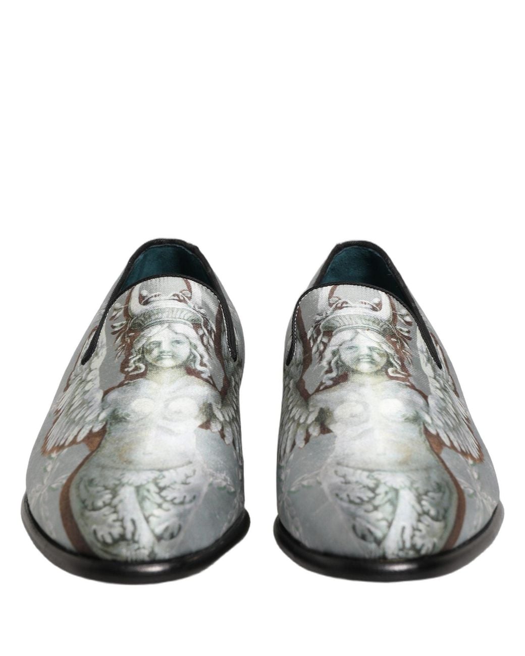 Dolce & Gabbana Gray Baroque Angel Velvet Men Loafers Shoes for men