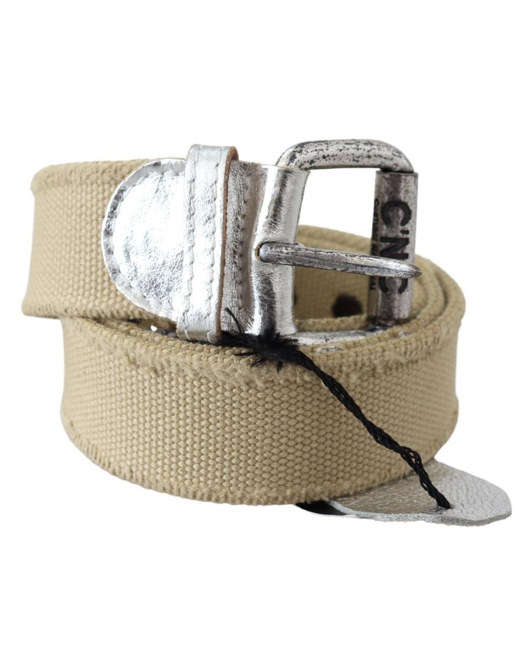 CoSTUME NATIONAL Metallic Cotton Rustic Logo Buckle Belt for men