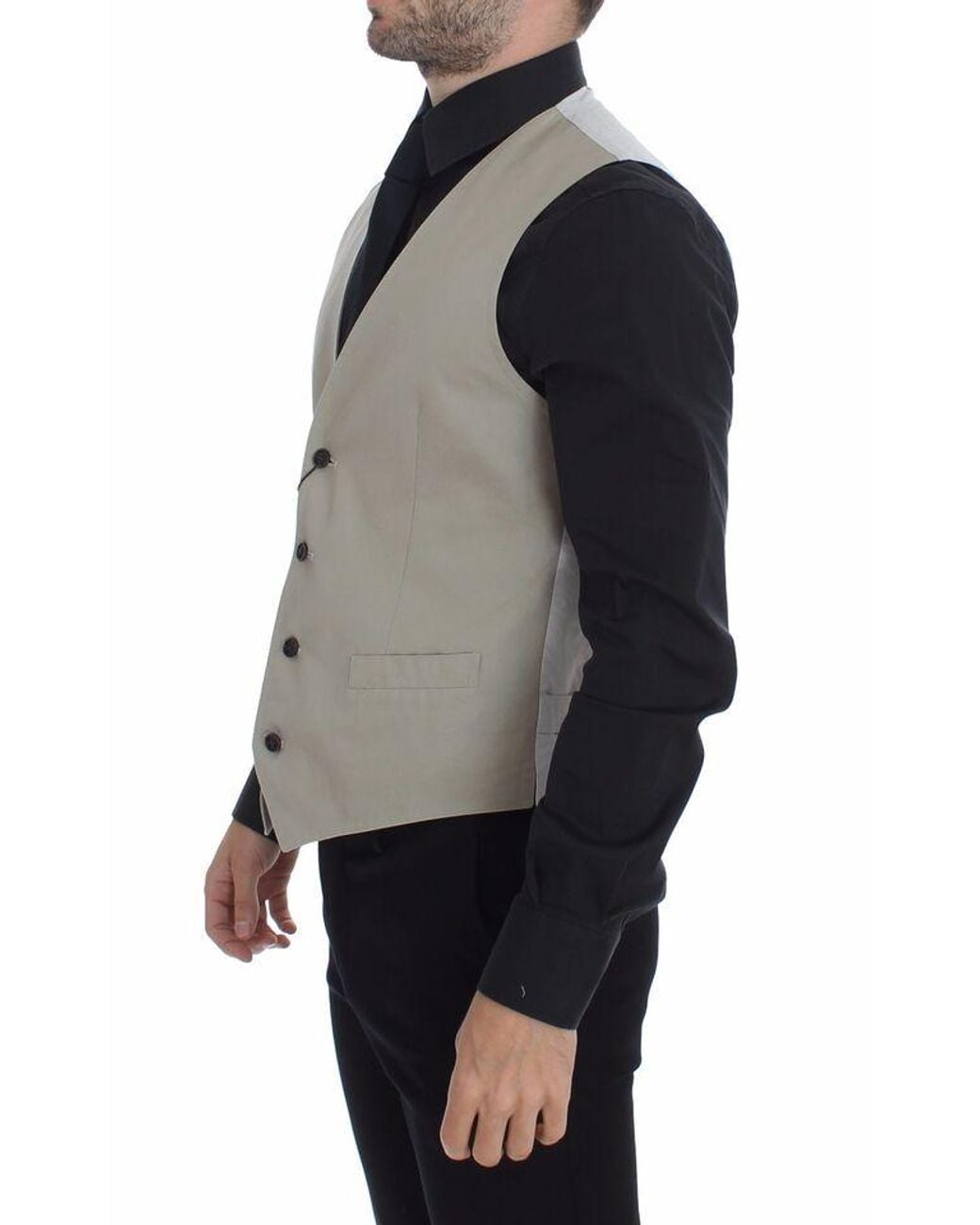 Dolce & Gabbana Brown Beige Silk Blend Dress Formal Vest Gilet for men