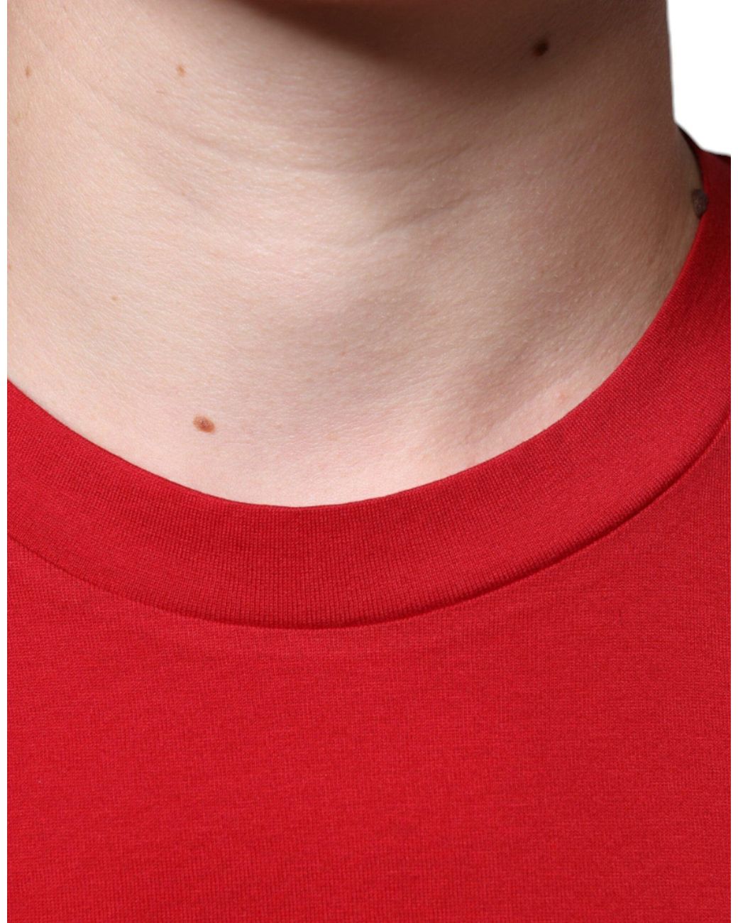 Dolce & Gabbana Red Cotton Dg Logo Print Crew Neck T-Shirt for men