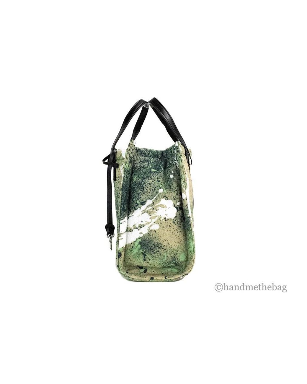 Marc Jacobs Mini Green Multi Splatter Paint Print Nylon Crossbody Tote Handbag