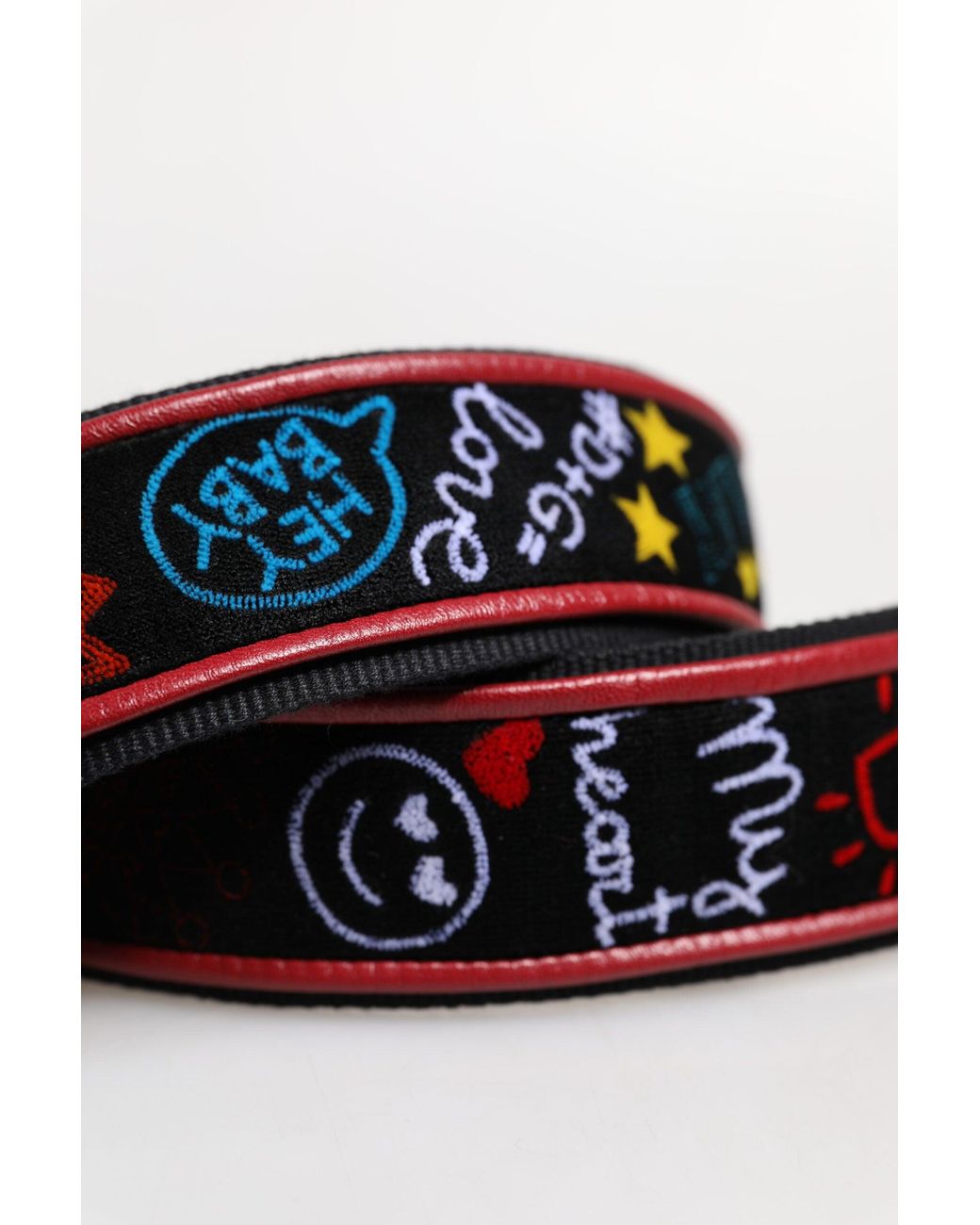 Dolce & Gabbana Black Cotton Printed Bag Accessory Shoulder Strap