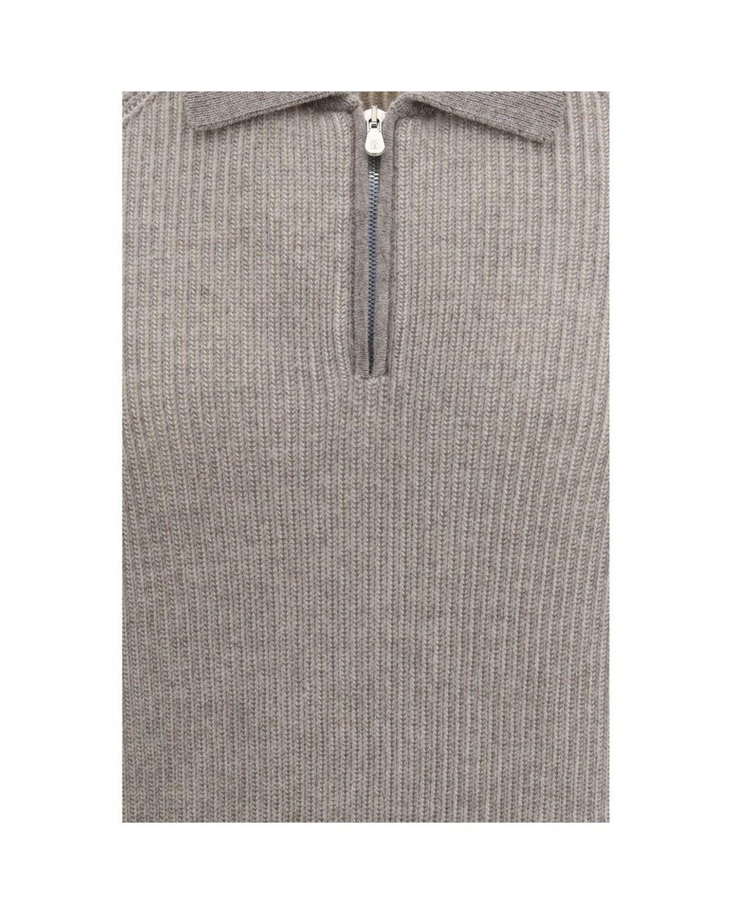 Brunello Cucinelli Gray Cashmere Sweater for men