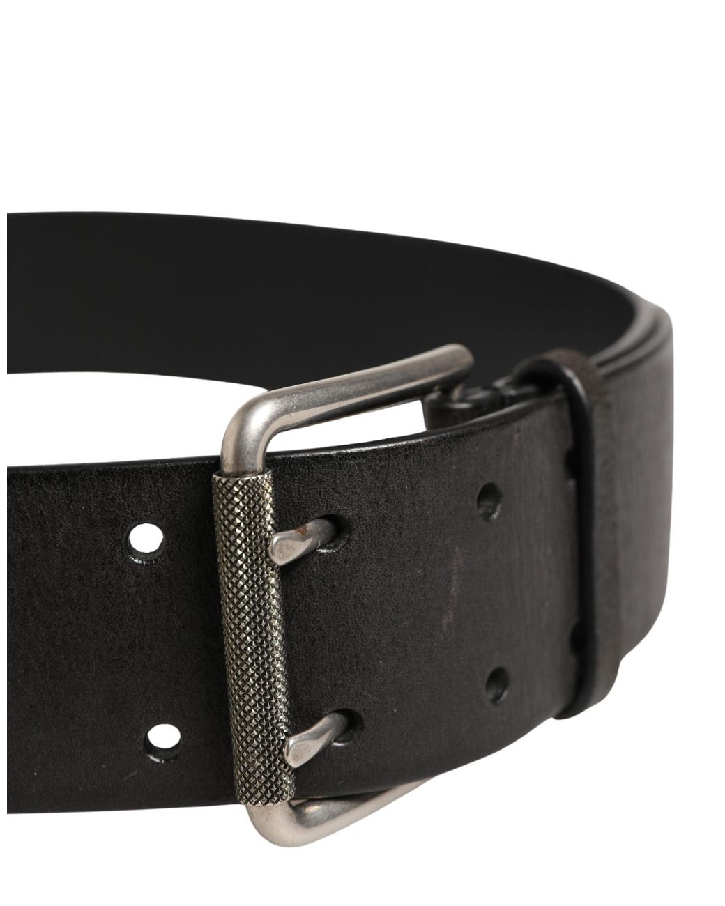Dolce & Gabbana Black Classic Leather Metal Buckle Belt Calf for men