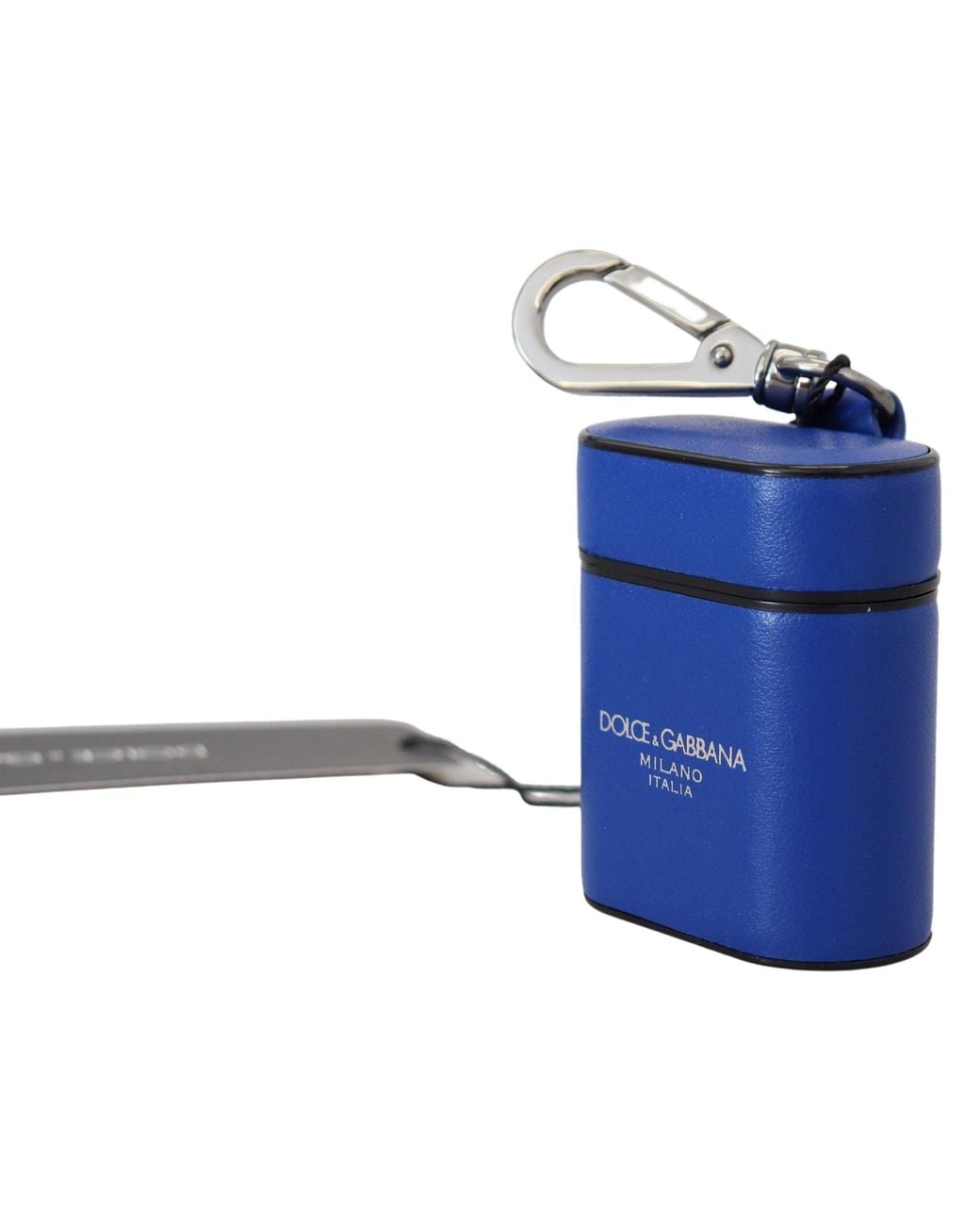 Dolce & Gabbana Blue Leather Silver Metal Logo Airpods Case