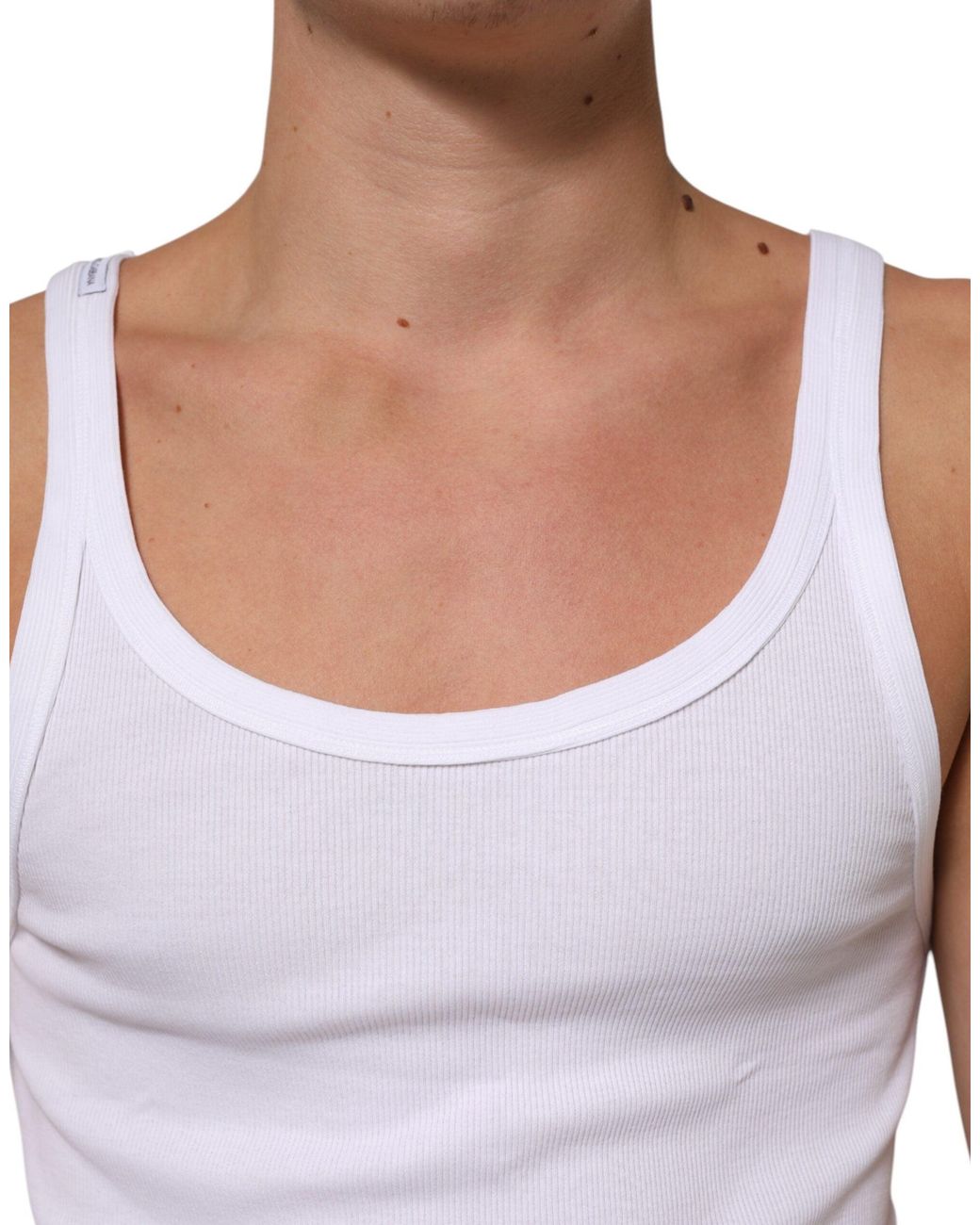Dolce & Gabbana White Ribbed Tank Top for men