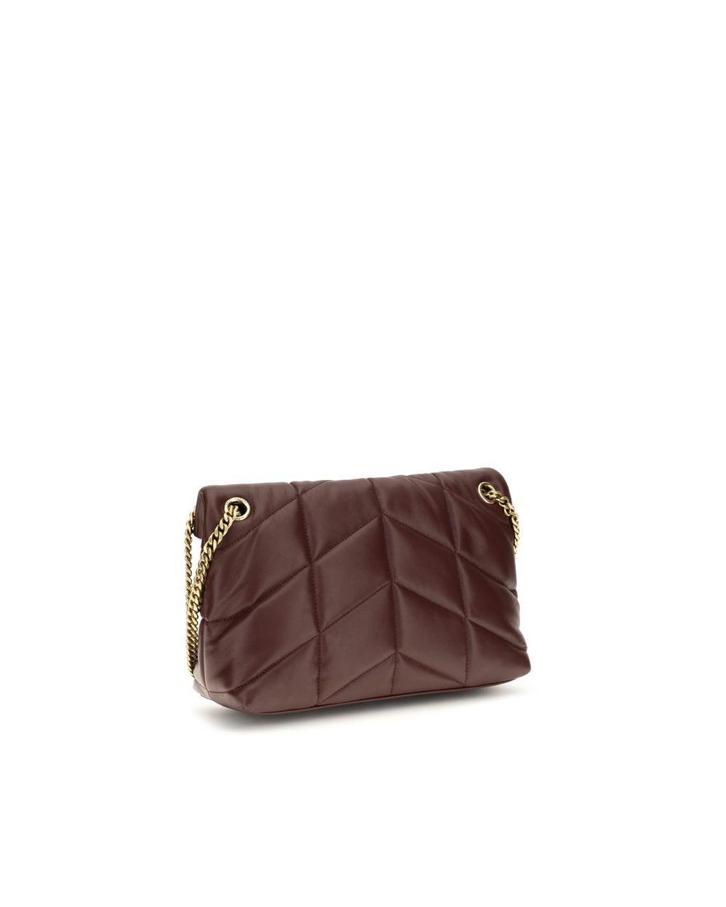 Saint Laurent Brown Bordeaux Lamb Leather Shoulder Bag
