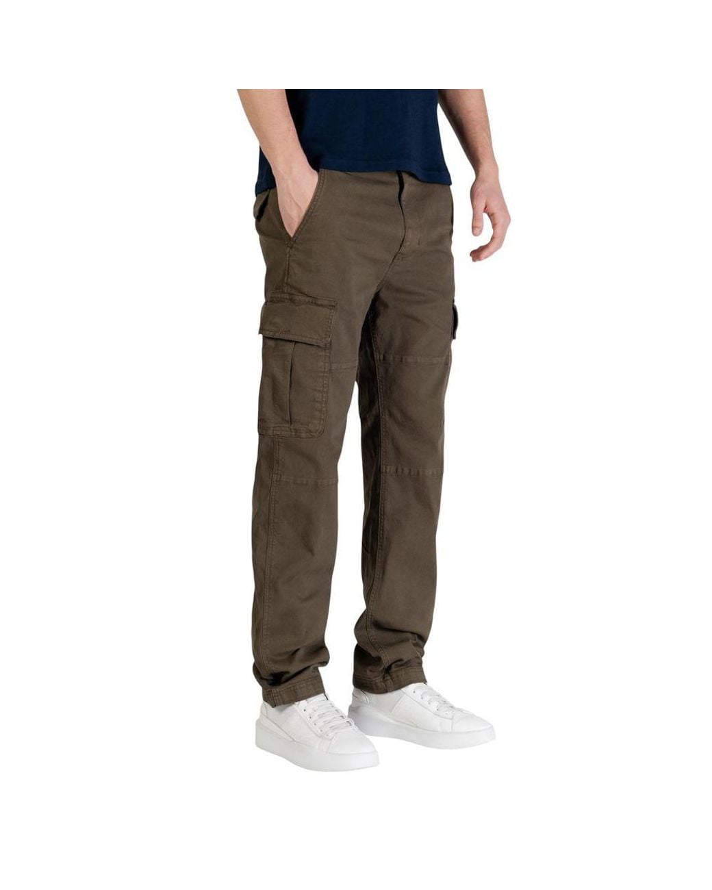 Tommy Hilfiger Brown Green Recycled Cotton Cargo Pants for men