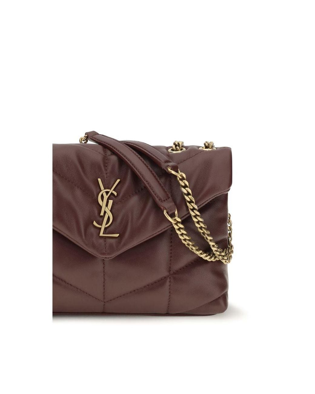 Saint Laurent Brown Bordeaux Lamb Ovis Aries Shoulder Bag
