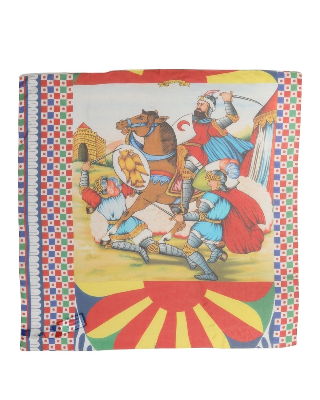 Dolce & Gabbana Gray Multicolor Silk Printed Square Foulard Scarf