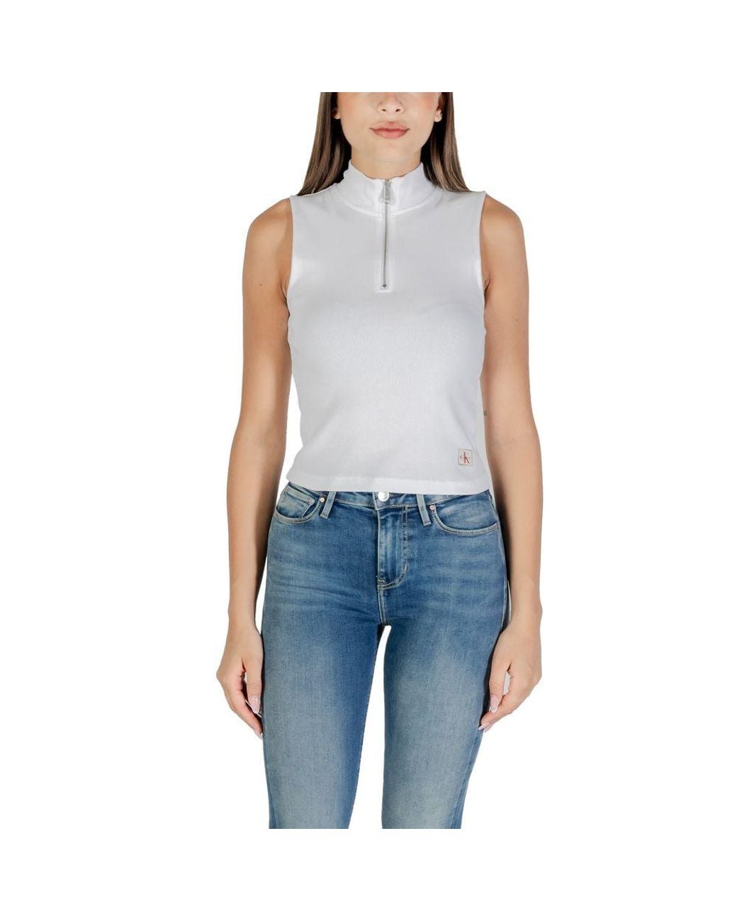 Calvin Klein Blue White Cotton Top