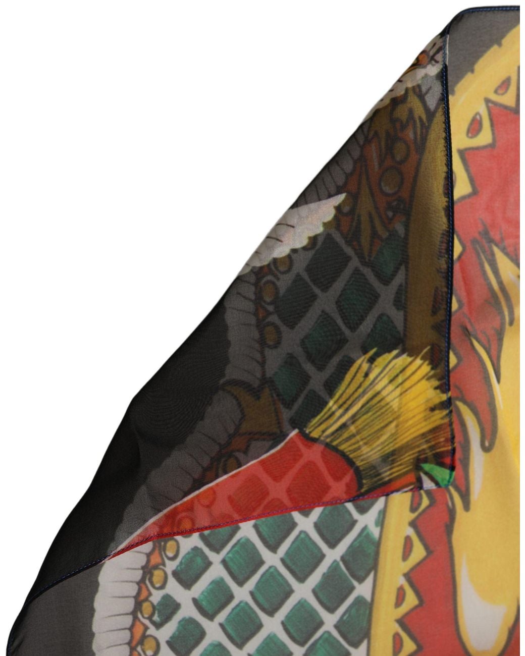 Dolce & Gabbana Red Multicolor Silk Printed Square Foulard Scarf
