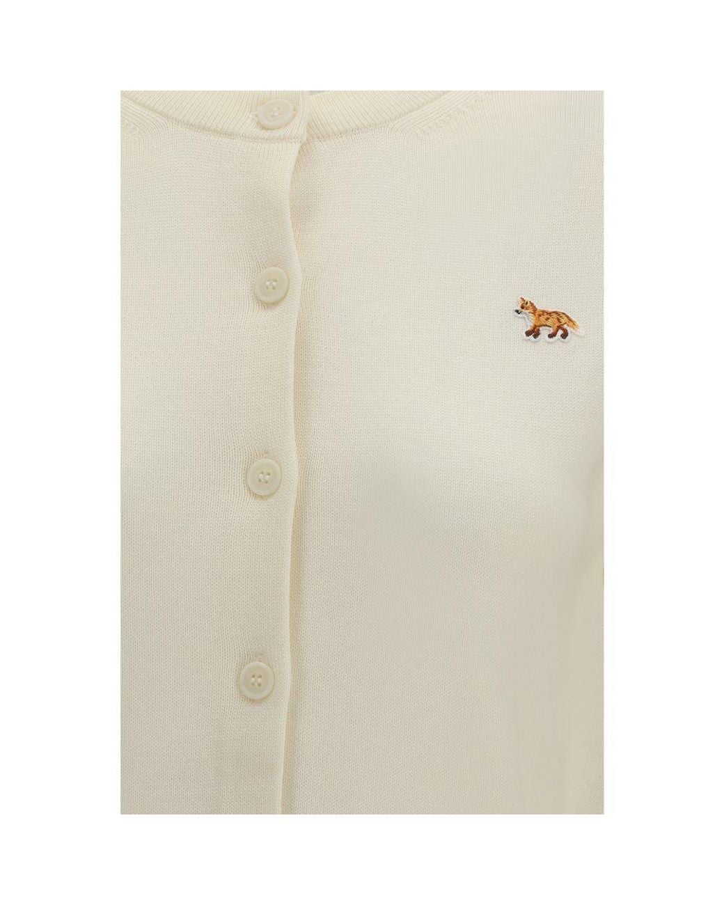 Maison Kitsuné White Beige Cotton Cardigan