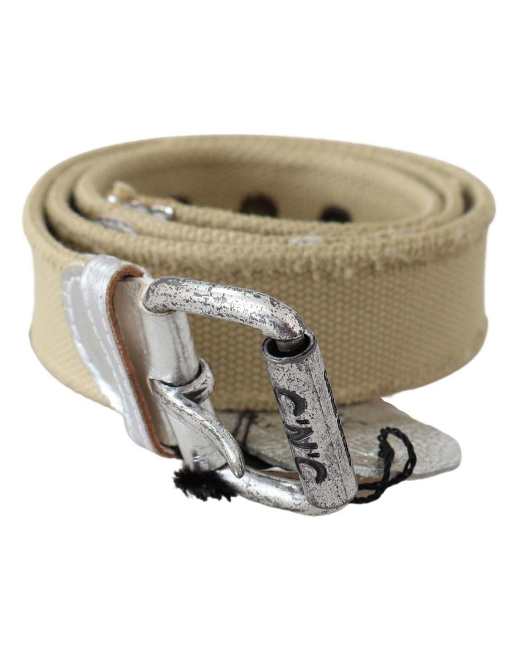 CoSTUME NATIONAL Metallic Cotton Rustic Logo Buckle Belt for men