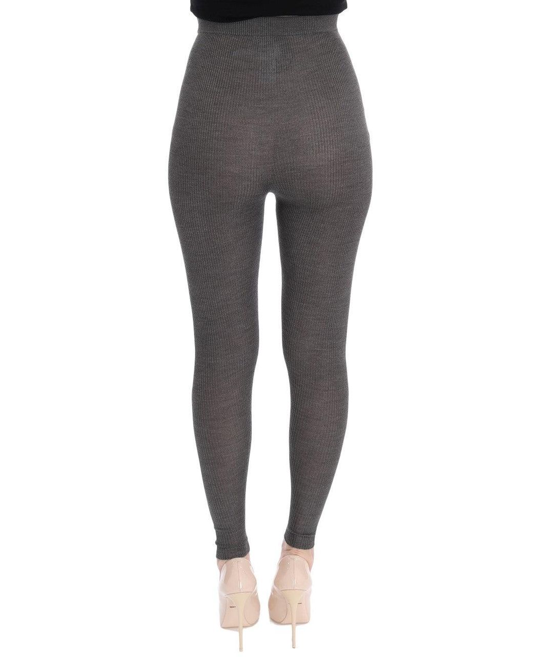 Dolce & Gabbana Gray Elegant High Waist Cashmere Tights Pants