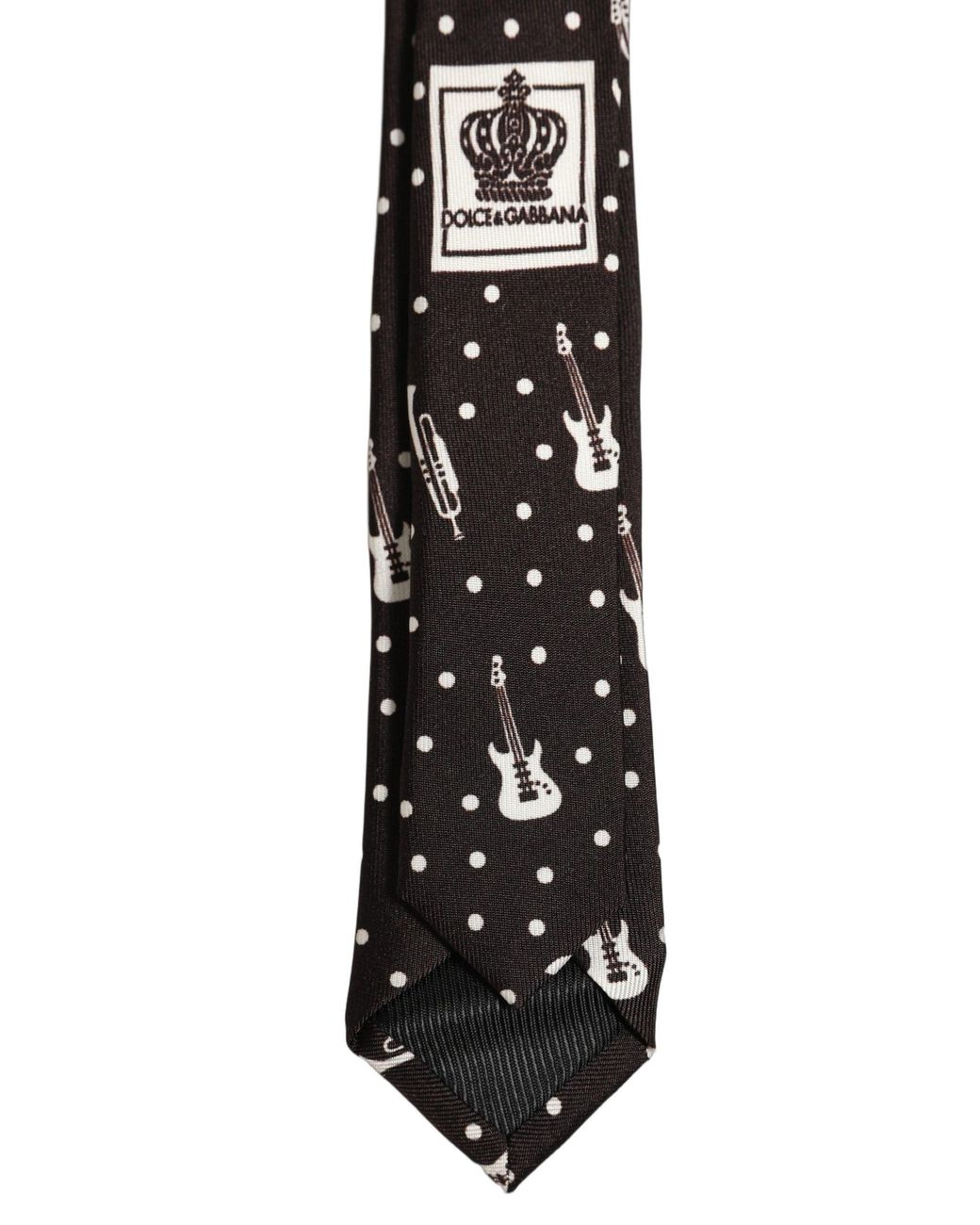 Dolce & Gabbana Black Musical Instrument Silk Adjustable 'Sd Neckmen's Tie for men