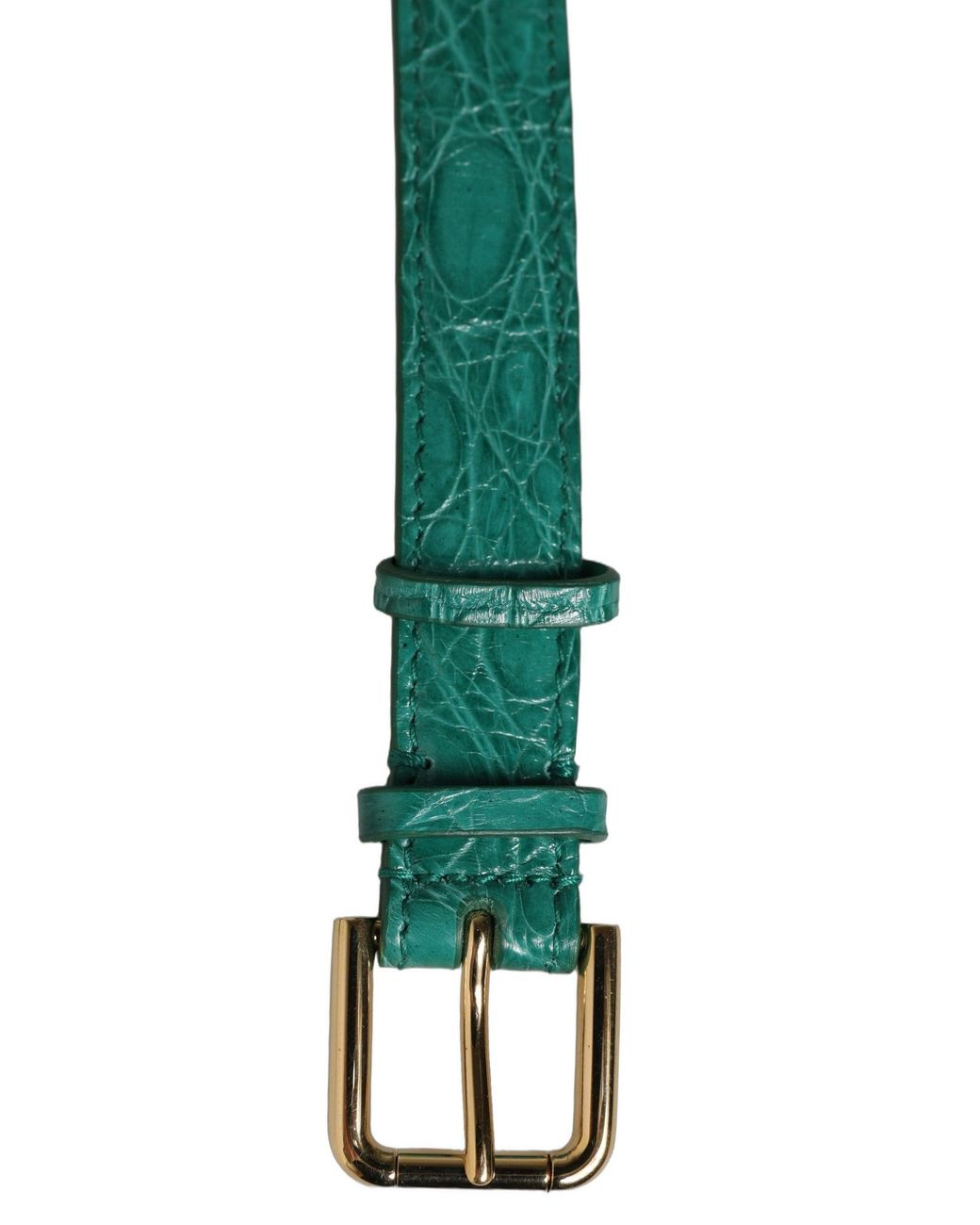 Dolce & Gabbana Green Embossed Leather Buckle Belt Strap Bracelet