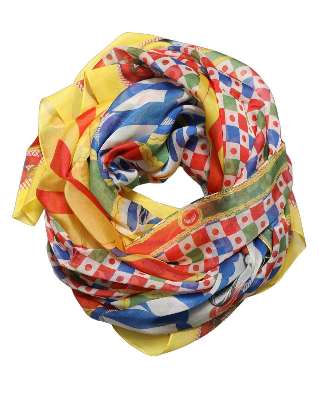 Dolce & Gabbana Multicolor Silk Carretto Print Stole Scarf
