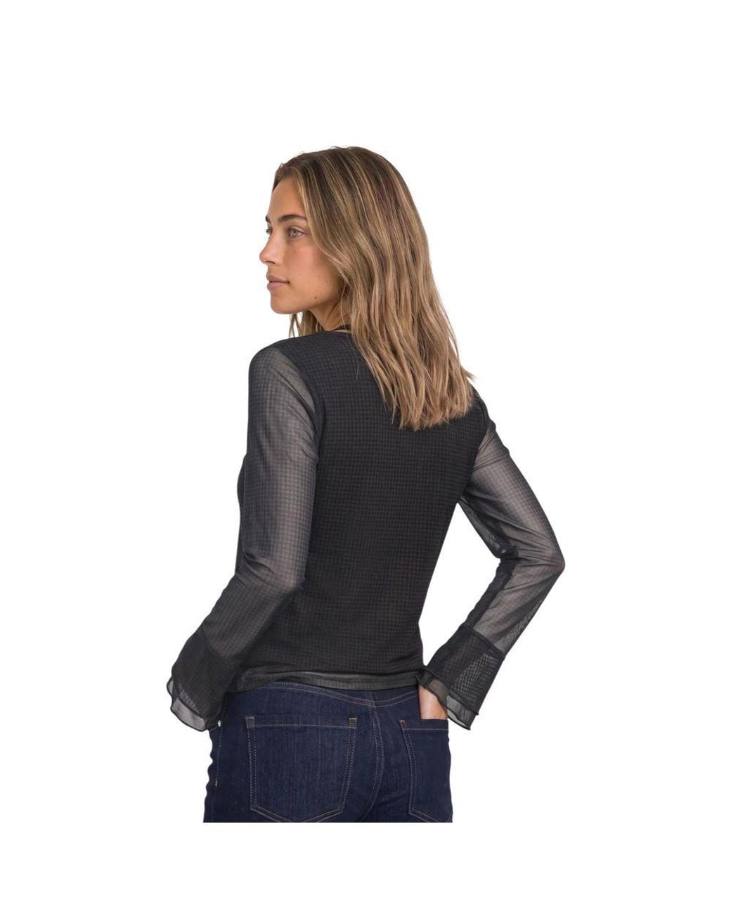 Street One Black Bicolor Polyester Blouse