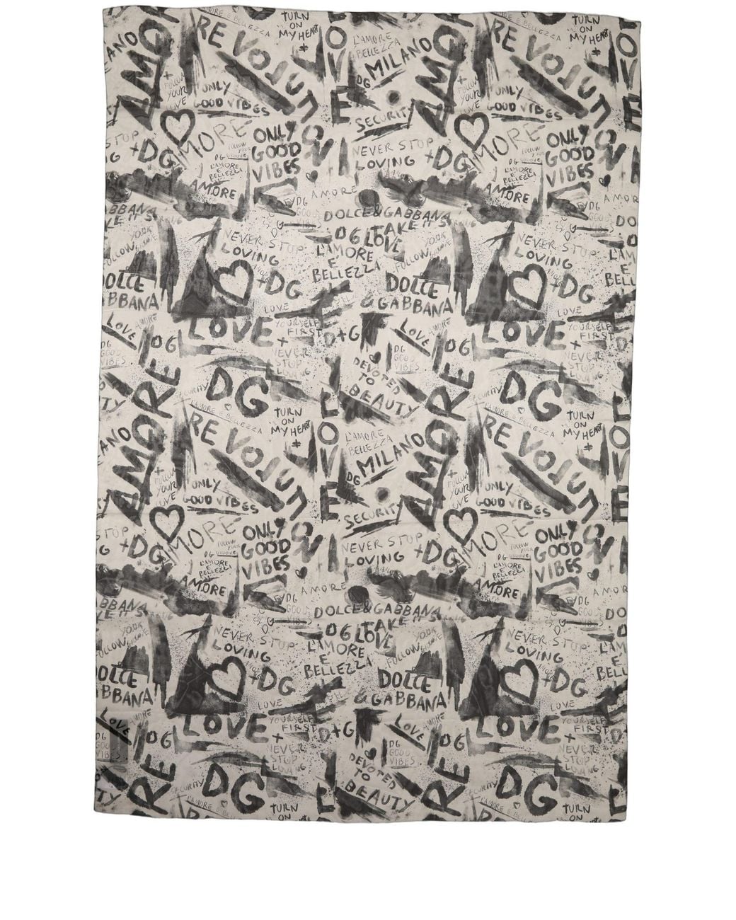Dolce & Gabbana White Graffiti Logo Silk Shawl Stole Scarf